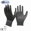 NMSAFETY 13 Gauge schwarz Polyester stricken beschichtete PU Palm Arbeitshandschuh